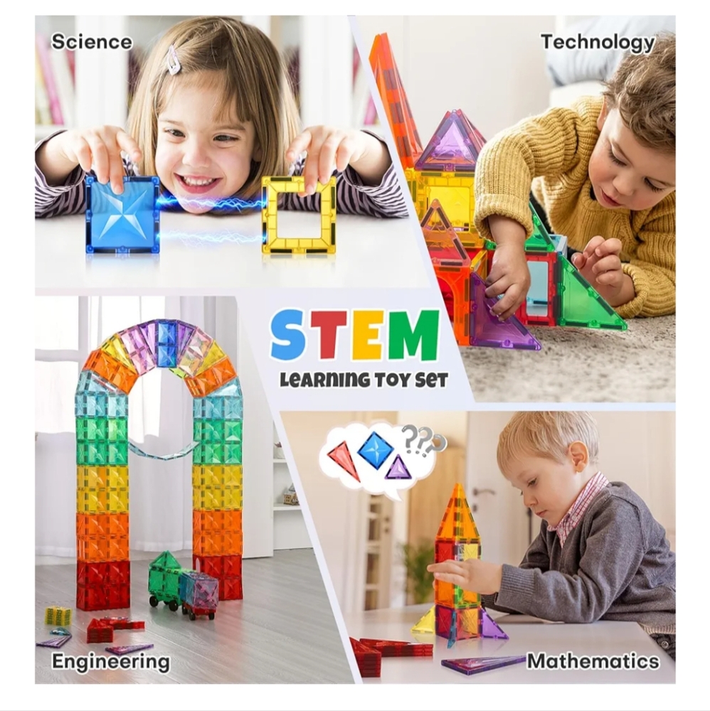 Meuzhen Colorful 120 Magnetic Building Blocks Set With Book Of Ideas - Picture 3 of 8